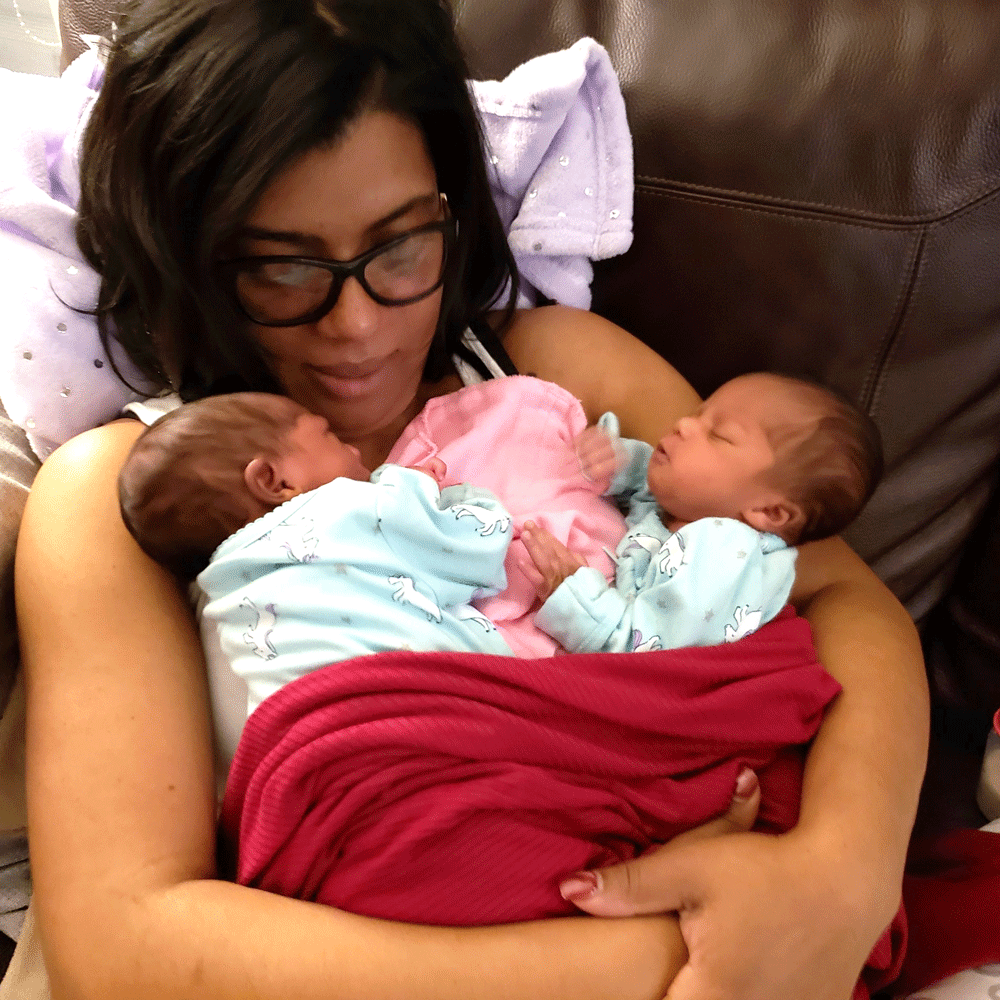 Shanita Alvarez-Crawley and newborn twins